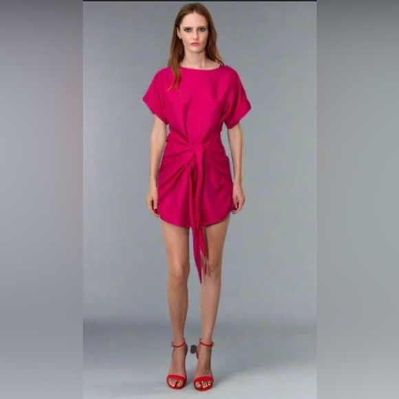 FINNEY LAUREL SILK TIE DRESS FUSCIA NWT - Picture 5 of 5